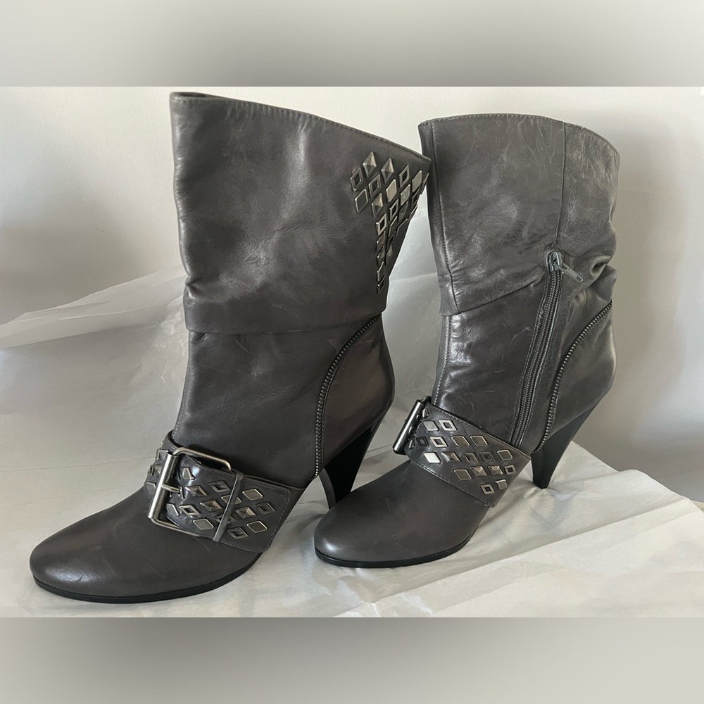 LIKE NEW:  Nine West Steel Grey boots